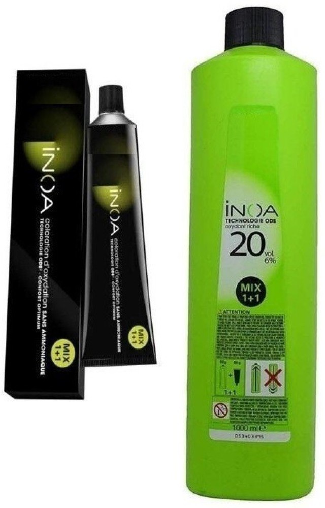 INOA Hair Colour No. 7.18 Ash Mocha Blonde 60g + 20Vol 6% Developer 1000Ml  , Ash Mocha Blonde - Price in India, Buy INOA Hair Colour No. 7.18 Ash Mocha  Blonde 60g +