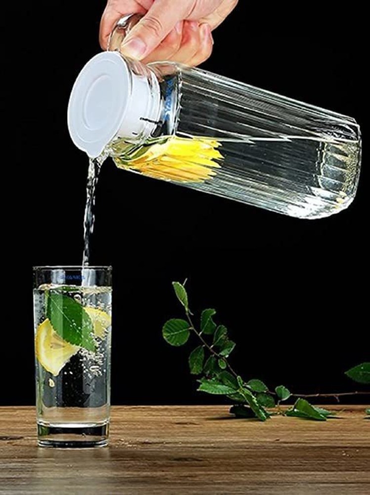 FINSTER Italian Premium Juice & Water Glasses Set of 6 & Jug  Set for Dinner Set (6 Pieces Glasses 270ML & 1 Water or Juice Jug 1 Liter),  Transparent, Highball