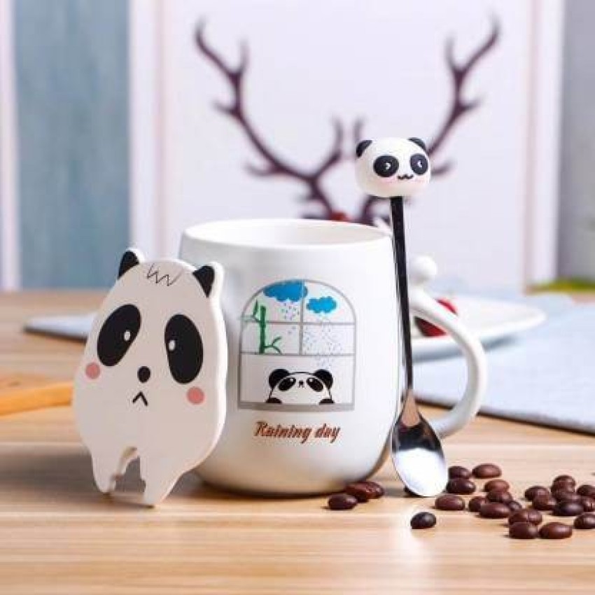 Panda Cup, Funny Coffee Mugs, Panda Cute Coffee Mugs with Lid & Spoon