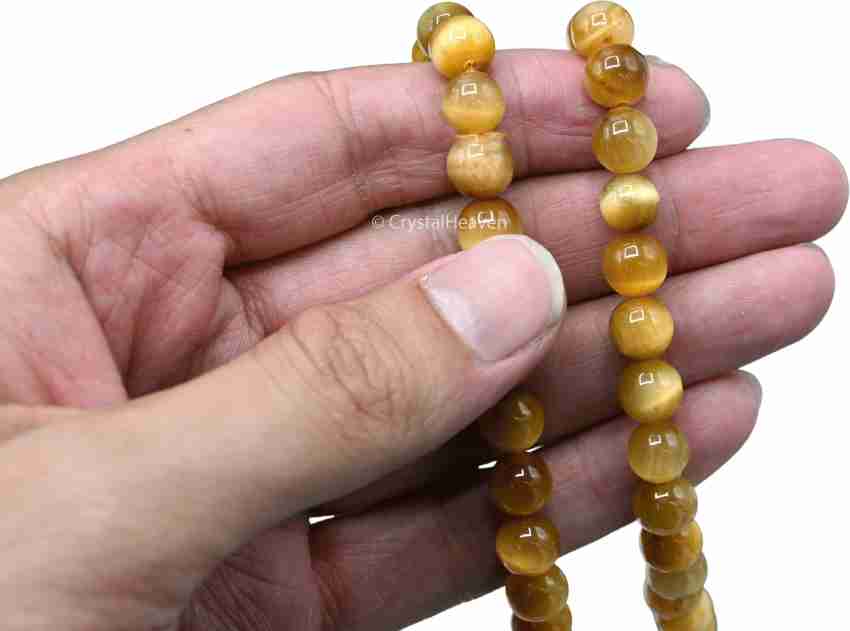 108 Mala Beads Japa Mala, 8mm Yellow Cats Eye Stone Tibetan Prayer