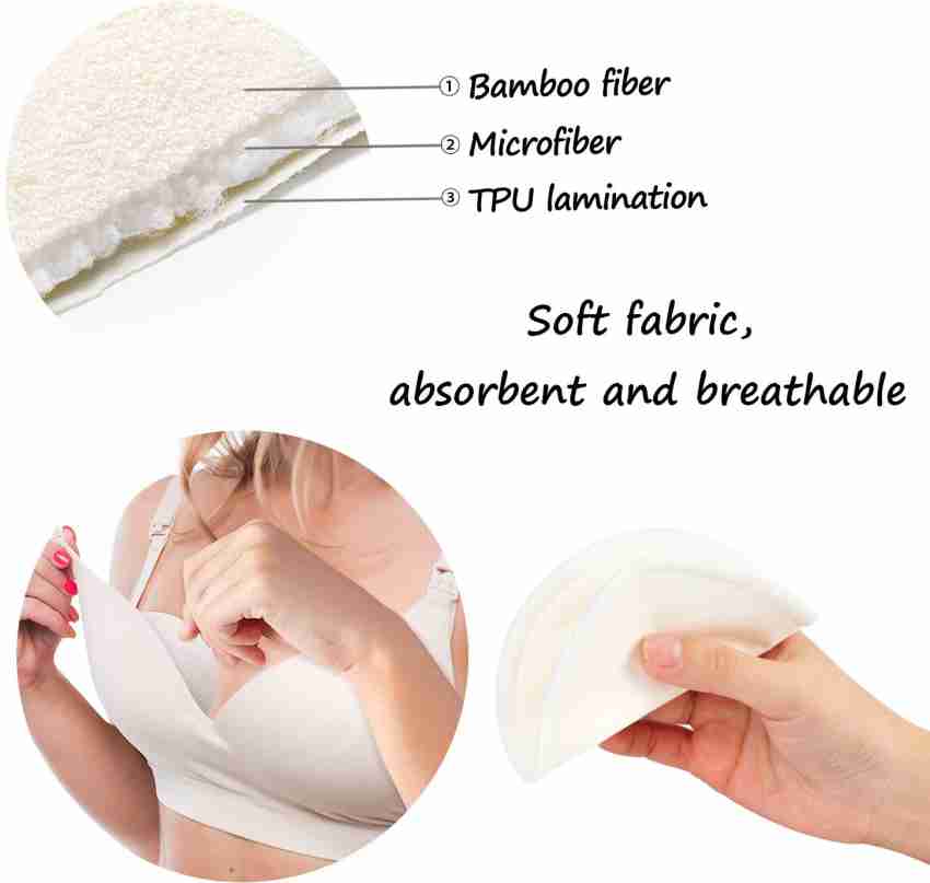 4 Pcs Reusable Breast Feeding Nursing Breast Pads Washable Soft Absorbent  Baby