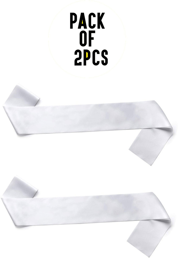 hubops Plain White Sash Blank Satin Sash .For Wedding Party