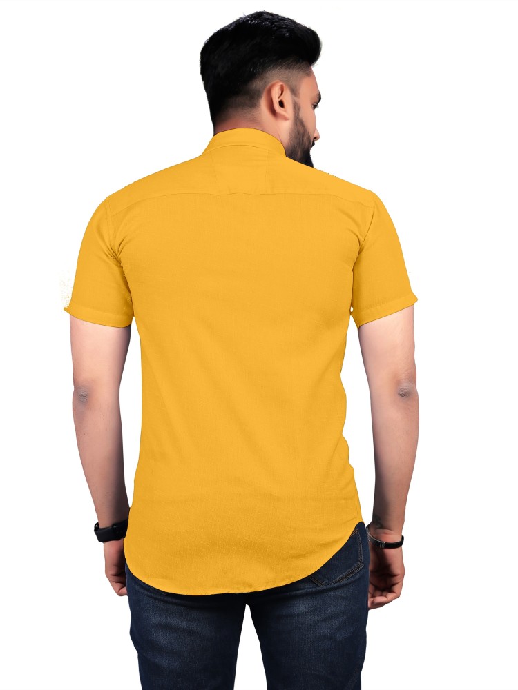 FRELURO Men Solid Casual Yellow Shirt - Buy FRELURO Men Solid Casual Yellow  Shirt Online at Best Prices in India