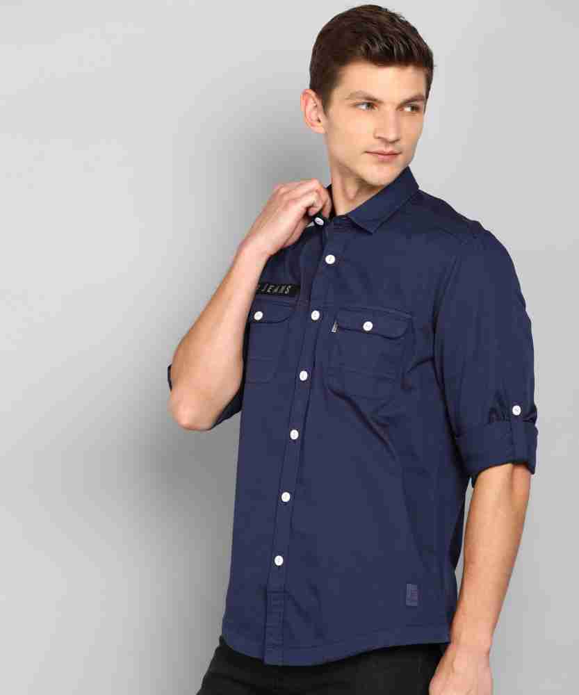 Louis Philippe Jeans Men Solid Casual Dark Blue Shirt Buy Louis Philippe Jeans Men Solid Casual Dark Blue Shirt Online at Best Prices in India Flipkart