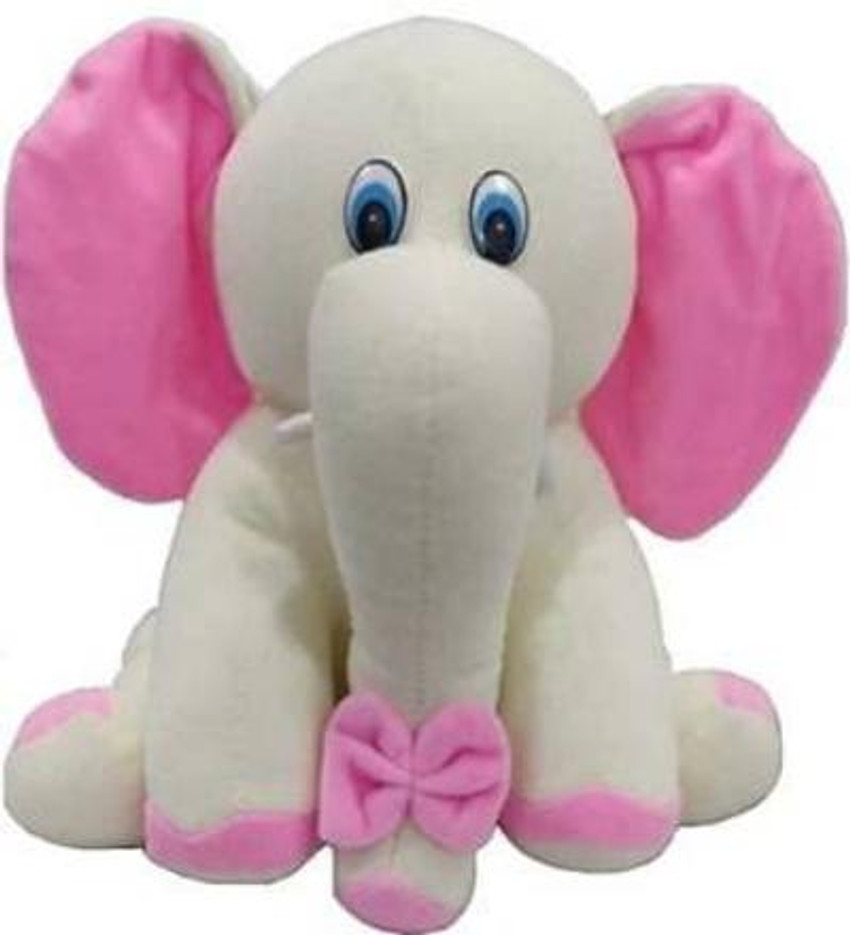 SASTATOY White Pink Baby Elephant Soft Toy for Kids Boys Girls