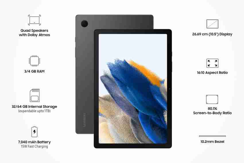 Samsung Galaxy Tab A8 10.5 Wi-Fi Tablet 64GB - Includes Book Cover