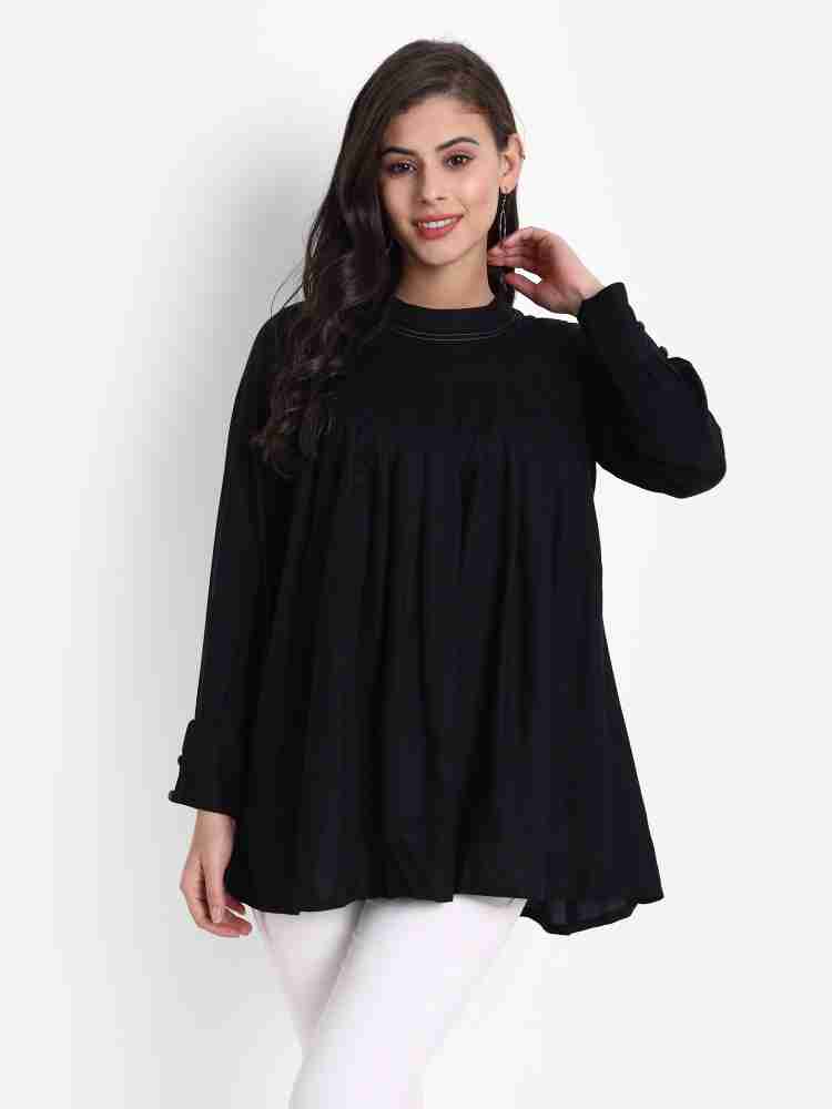 githaan Casual Solid Women Black Top Buy githaan Casual Solid