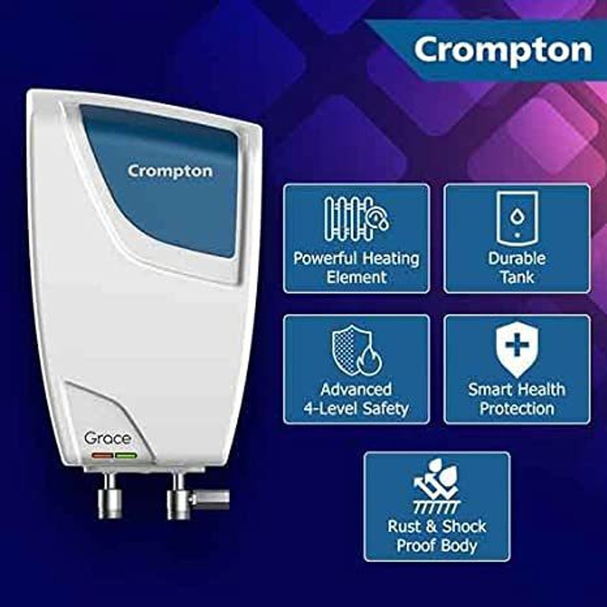 Crompton 3 L Instant Water Geyser (AIWH-3L Grace 3KW5Y, White, Blue) Price  in India - Buy Crompton 3 L Instant Water Geyser (AIWH-3L Grace 3KW5Y,  White, Blue) online at Flipkart.com