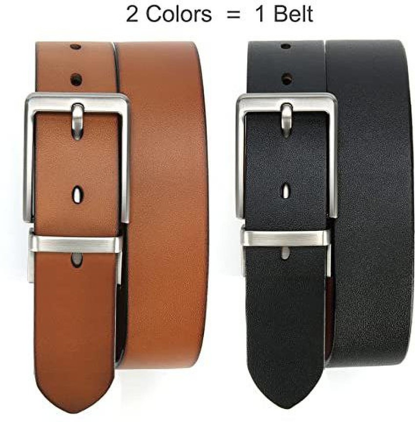 Reversible Belt for Men, CHAOREN Leather Jeans Belt 1 3/8 Black & Brown,  Adjust