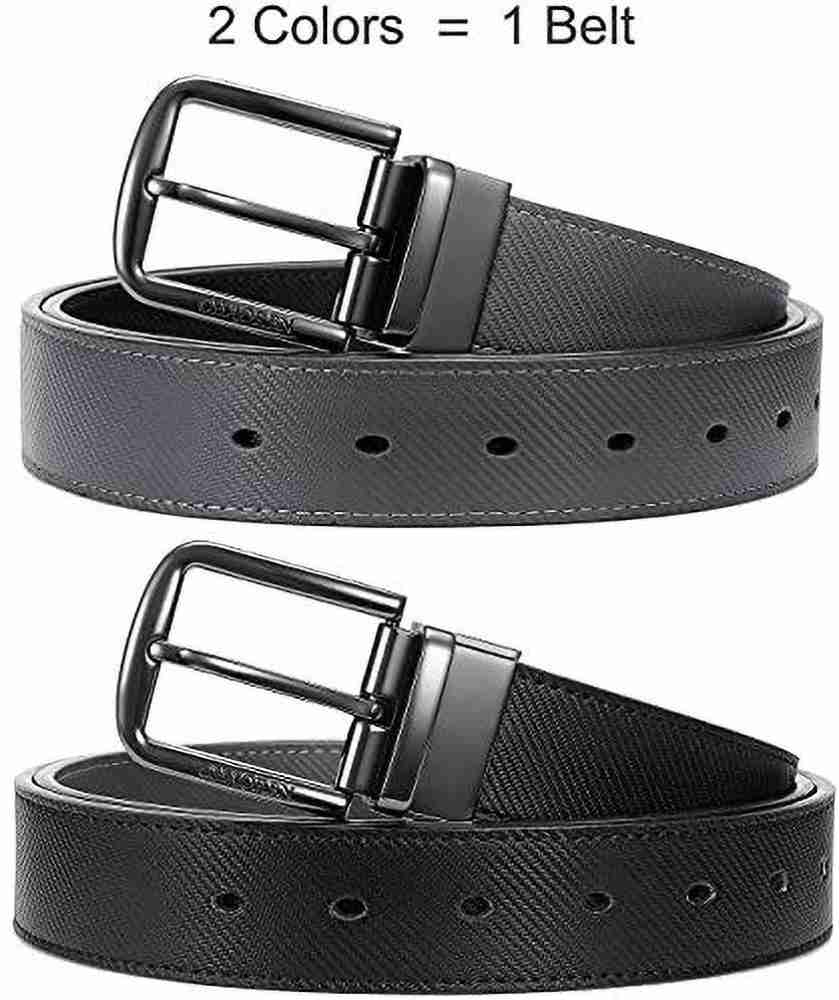 Reversible Belt for Men, CHAOREN Leather Jeans Belt 1 3/8 Black & Brown,  Adjustable Trim to Fit