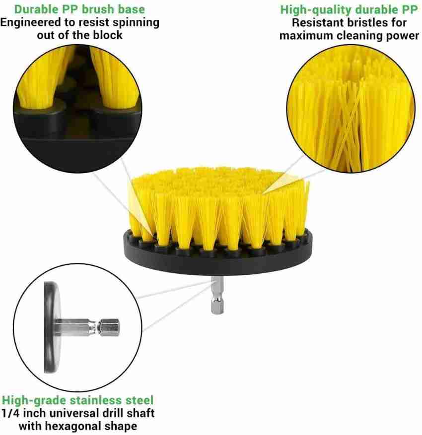 Original Drill Brush 360 Attachments 3 Pack kit Medium- Yellow All Purpose  Cleaner Scrubbing Brushes for Bathroom Surface, Grout, Tub, Shower