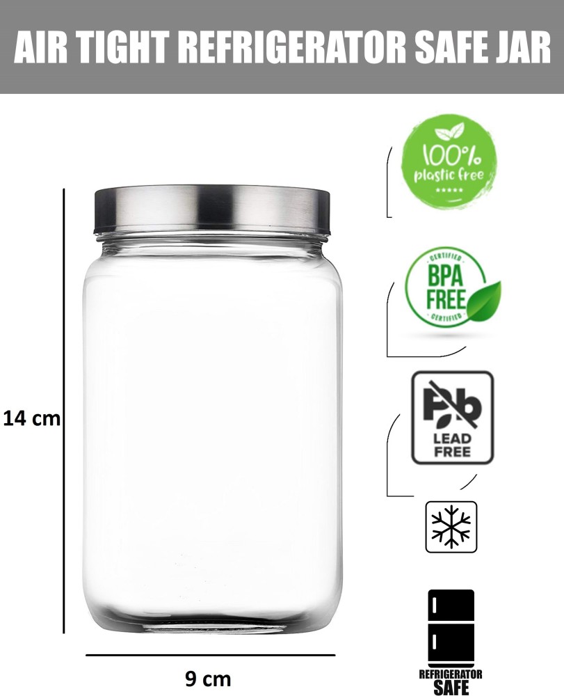 Cubikal Kitchen Container Glass Jar Set with Steel Cap Glass Grocery Pack  Of 6