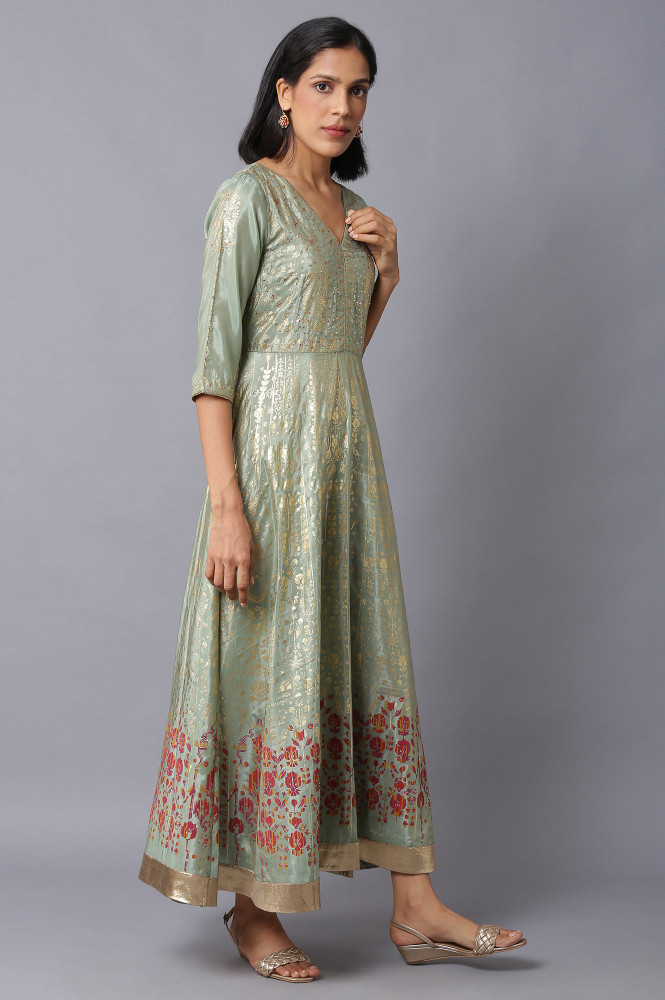 W Women Fit and Flare Light Green Dress Buy W Women Fit and