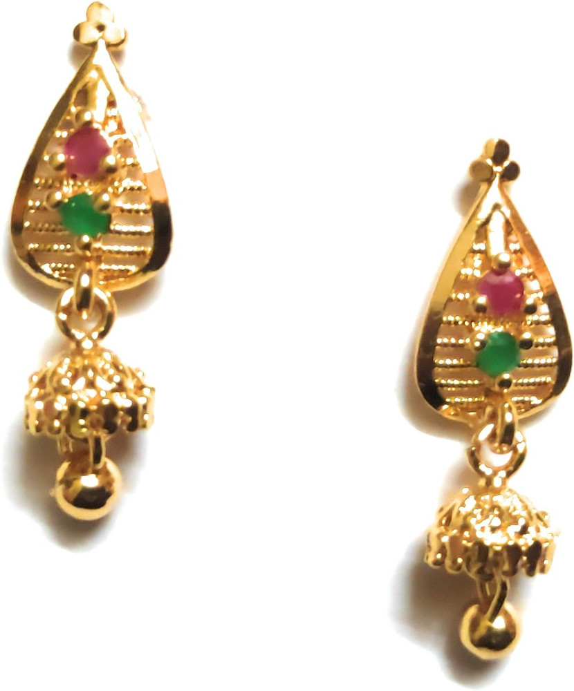 Flipkart Buy SSFJ One Gram Gold Ruby Single stone Earrings