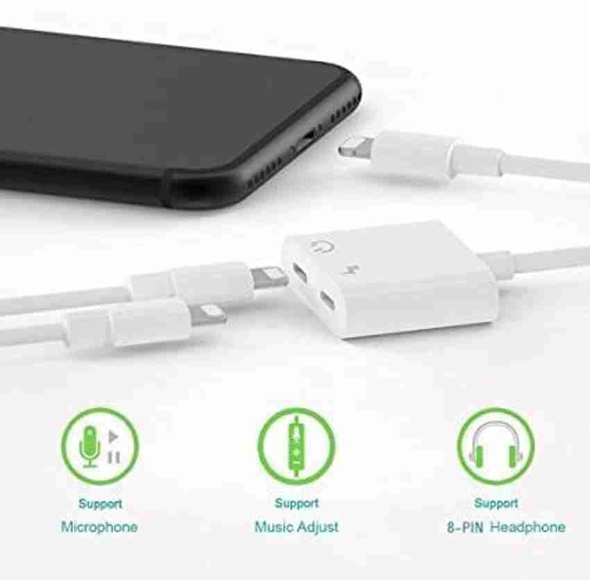 FASTX White 2in1 splitter for iphone splitter for charging and