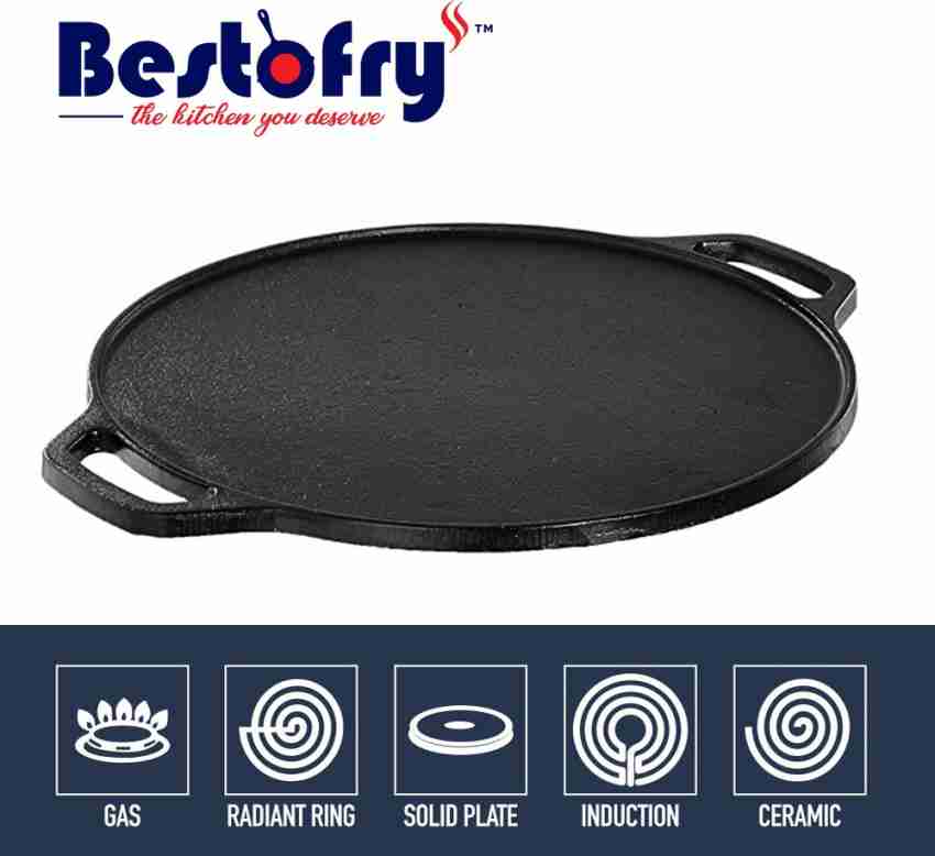 cast iron tawa pan with double