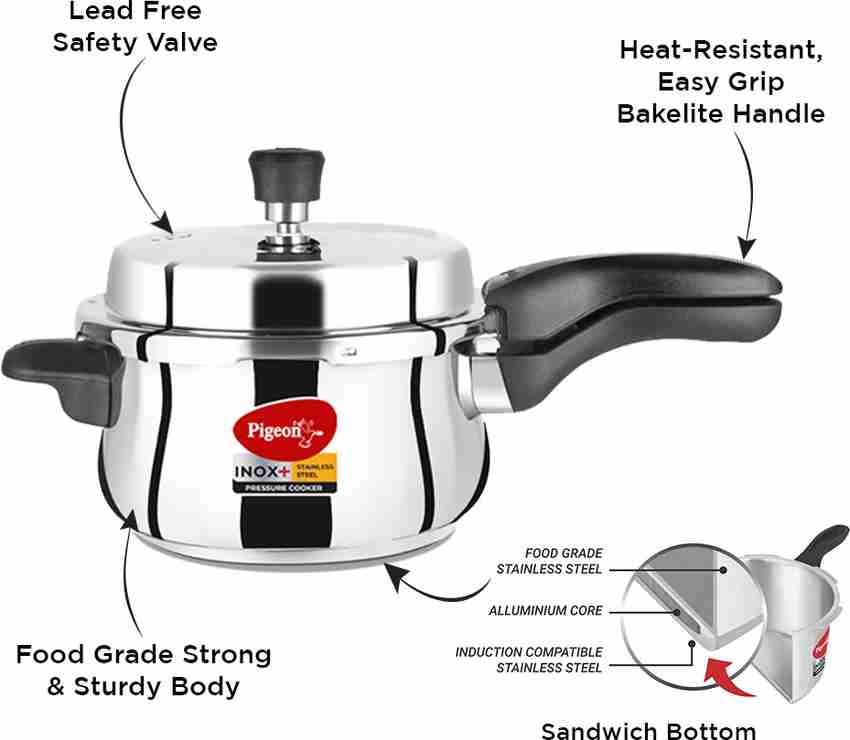 Pigeon Inox Plus and 3 L Outer Lid Induction Bottom Pressure Cooker Price in India Buy Pigeon Inox Plus and 3 L Outer Lid Induction Bottom Pressure Cooker online at Flipkart