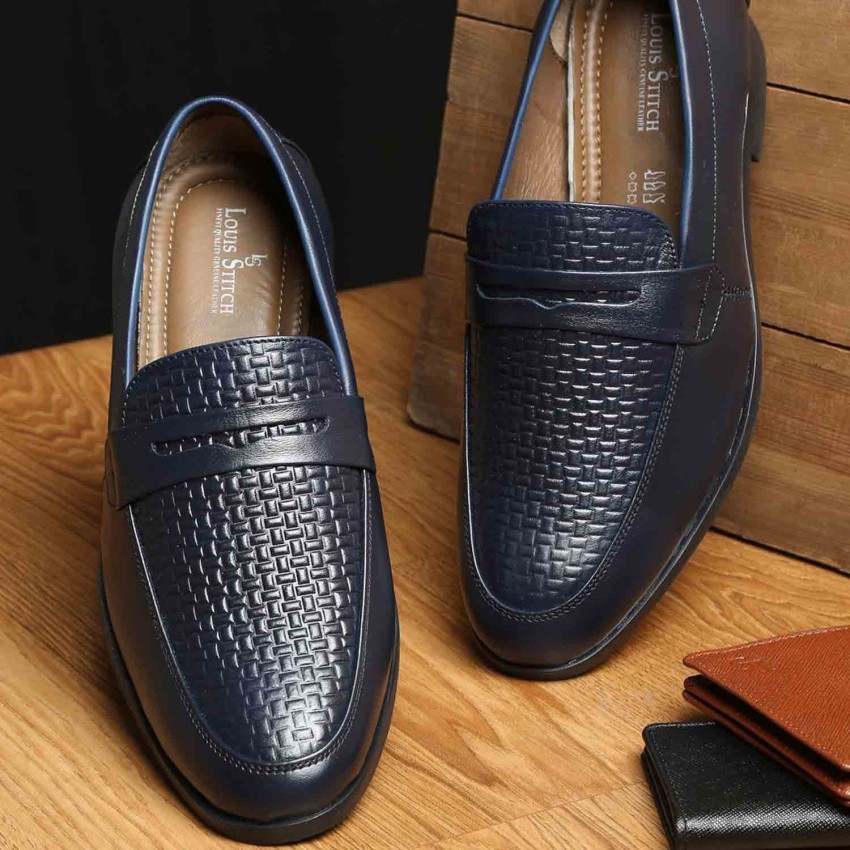 LOUIS STITCH Handmade Federal Blue Formal Genuine Leather Slipon Loafers  for Men -Size UK10 Mocassin For Men - Buy LOUIS STITCH Handmade Federal  Blue Formal Genuine Leather Slipon Loafers for Men -Size