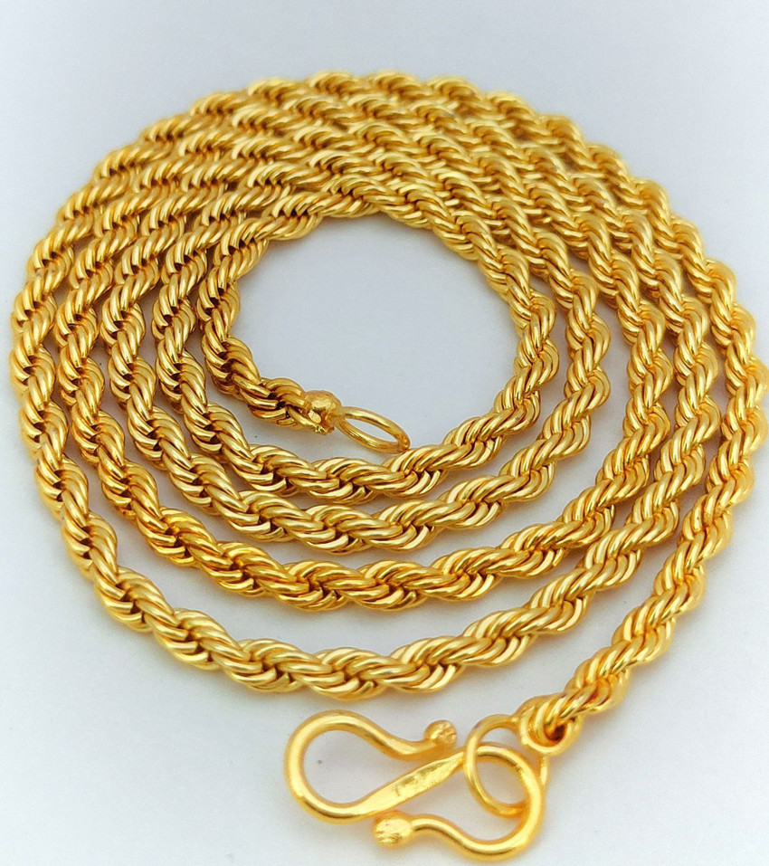 90stethix 1 gram gold plated Rope rassi chain for men boys Gold