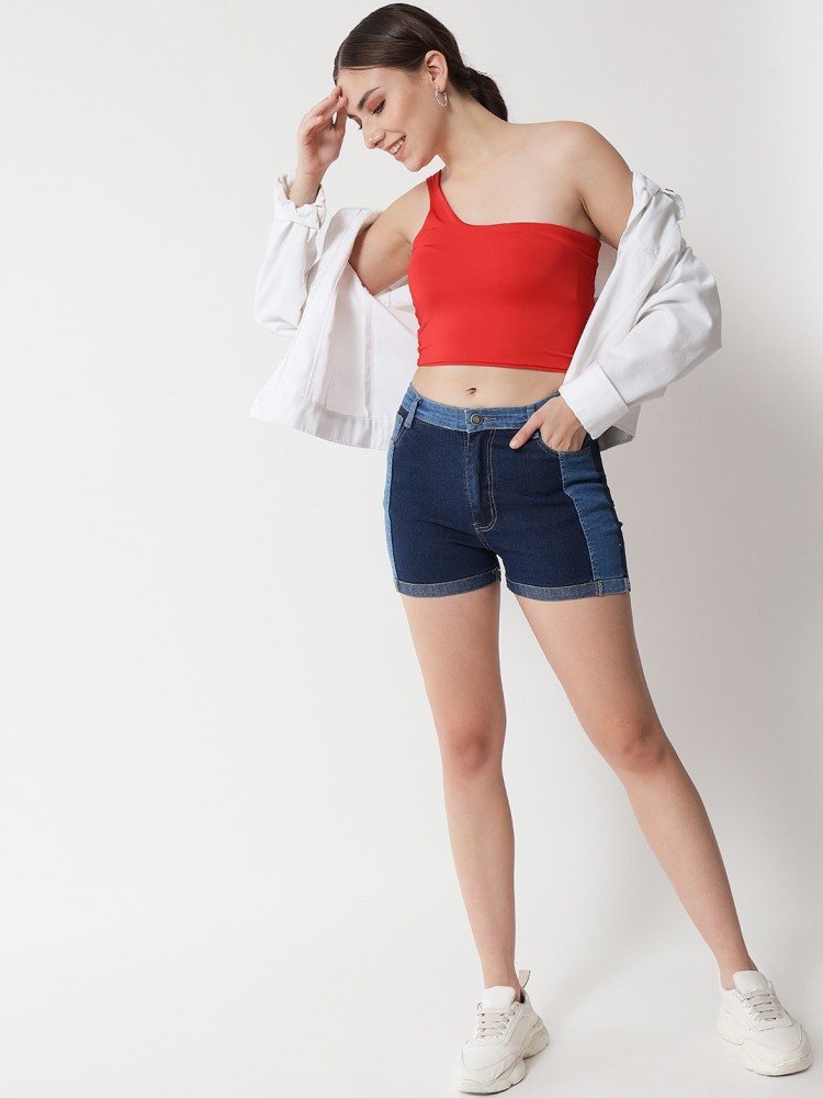 THE DRY STATE Color Block Women Denim Blue Denim Shorts Buy THE