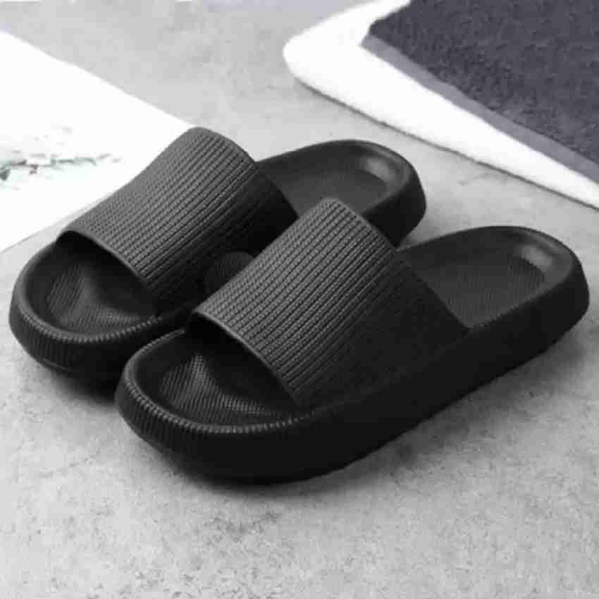 Plain black men's cheap slides