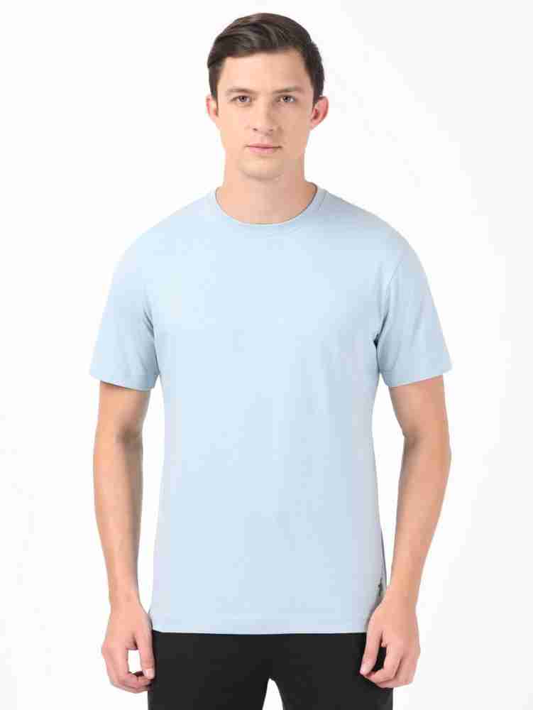 Buy JOCKEY Solid Men Round Neck Blue T-Shirt Online at Best Prices in India
