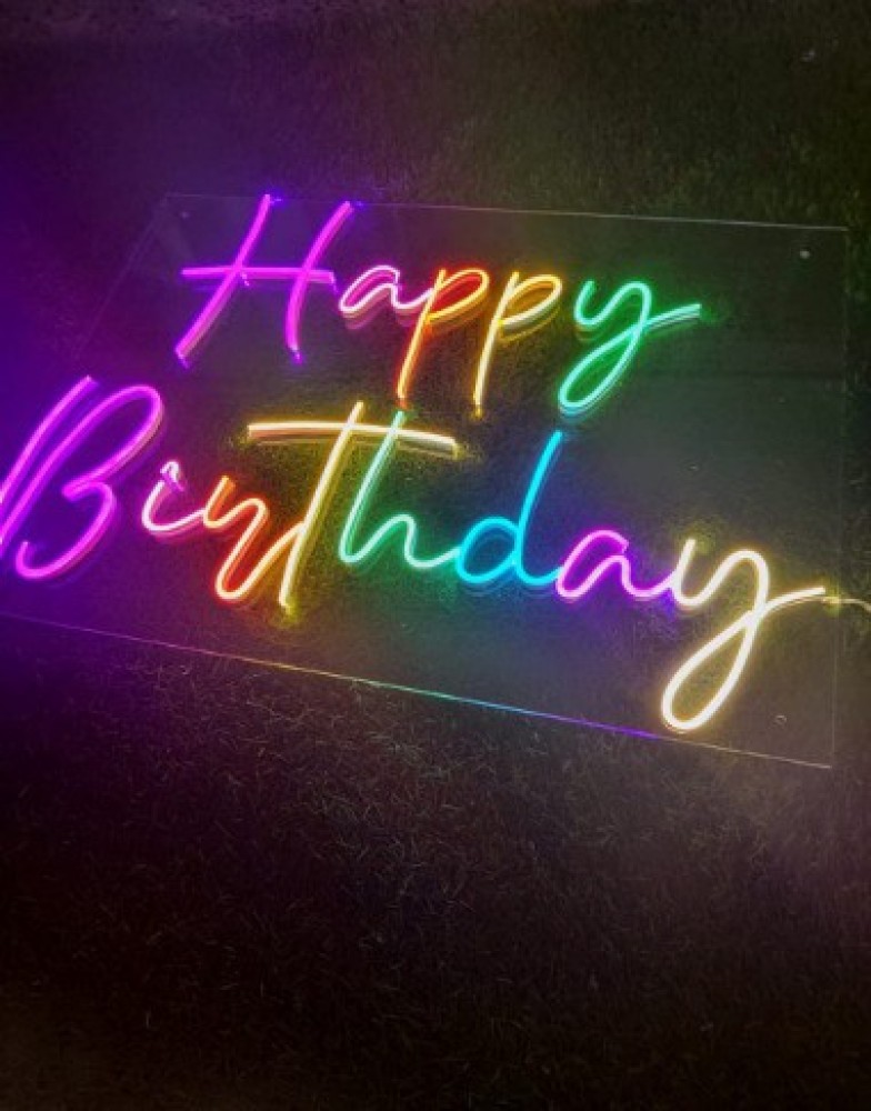 Buy Happy Birthday Led Neon Sign Board Pink Glow Color at Lowest