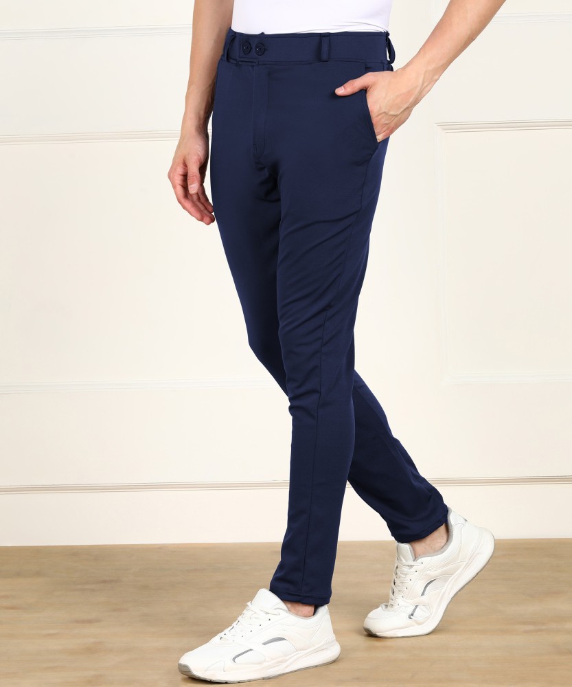Navy Blue Cotton Lycra Pants – Imara