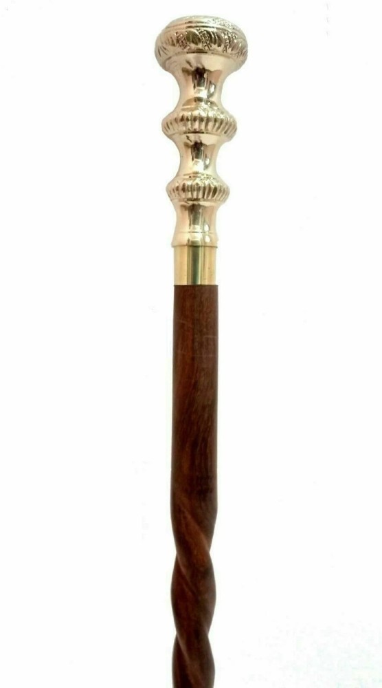 Handmade Wooden Folding Walking Stick 36 Inches - Handcrafted Walking Cane  with Brass Handle - Gifts Ideas