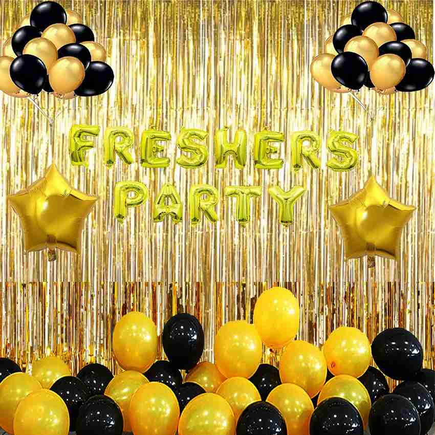 61st Birthday Gold & Black Balloon Party Decoration Supplies Banner  Background