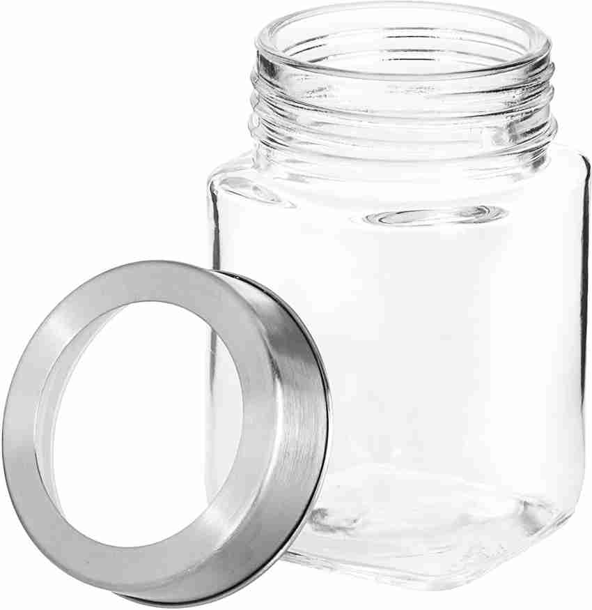 Cubikal Kitchen Container Glass Jar Set with Steel Cap Glass Grocery Pack  of 8
