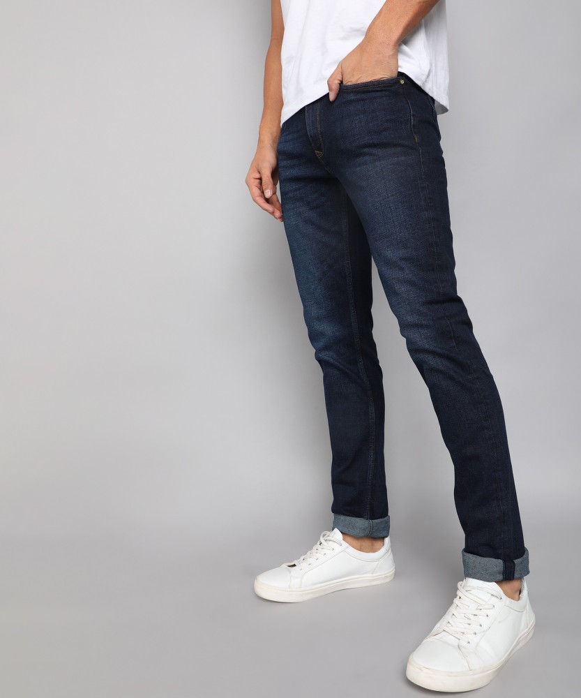 LOUIS PHILIPPE Matt Fit Low Rise Slim Straight Blue Denim Jeans Men's Size  38x30
