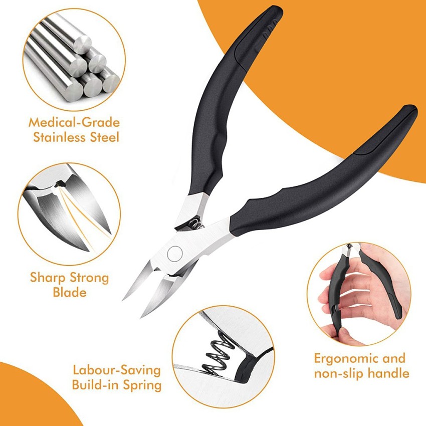 Large Heavy Duty Toe Nail Clipper For Thick Toenails, Manicure & Pedicure,  Double Barrel Spring. Super Sharp Trimmer Curved Stainless Steel 20mm Blade