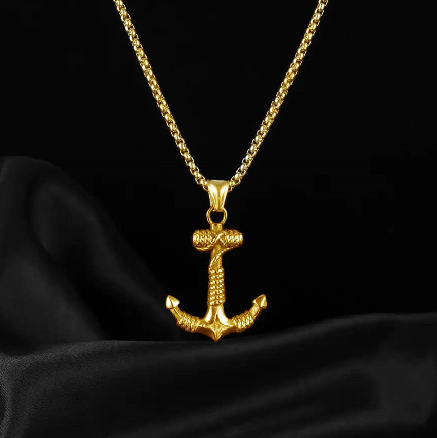 Stylish Colony Ship Rope Anchor Hook Fancy Gold Pendant And Gold