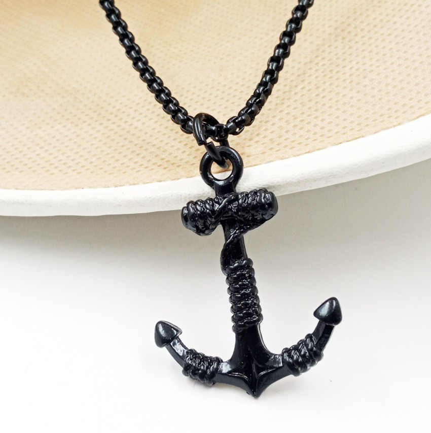 Anchor necklace for men, men's anchor necklace with black cord