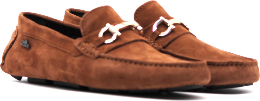 Orange top driving moccasins