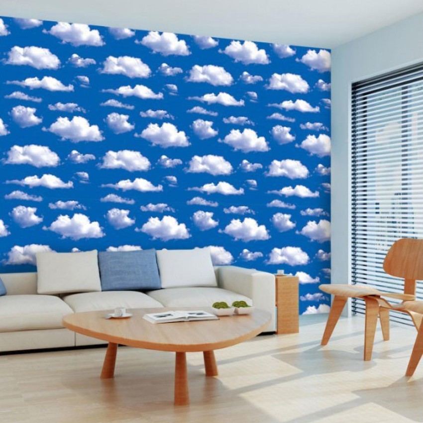 WallMall Decorative Blue Sky Clouds Wallpaper for Kids Room Wall Ceiling  Study Bedroom Office Hall Decor 53cmx1000cm 57 sqft Sky Blue White   Amazonin Home Improvement