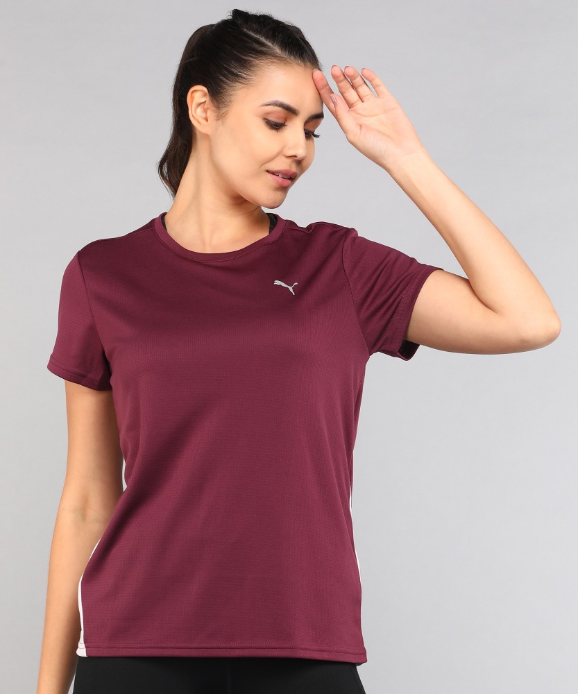 Women Design - Design Purple T-Shirt India Buy Round Self Neck Women at Neck T-Shirt Online Round PUMA PUMA in Self Prices Purple Best