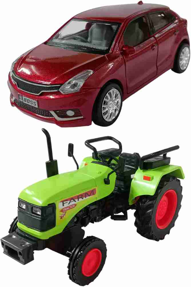amisha gift gallery Combo of Pull Back Action Baleno with Farm Tractor Model Toy Car for Kids and Boys Color May Vary Combo of Pull Back Action Baleno with Farm Tractor