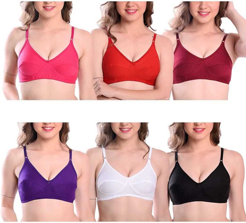 j.MOMANI Bra Combo Pack 6 /Bra Combo set 6 Cotton for Women