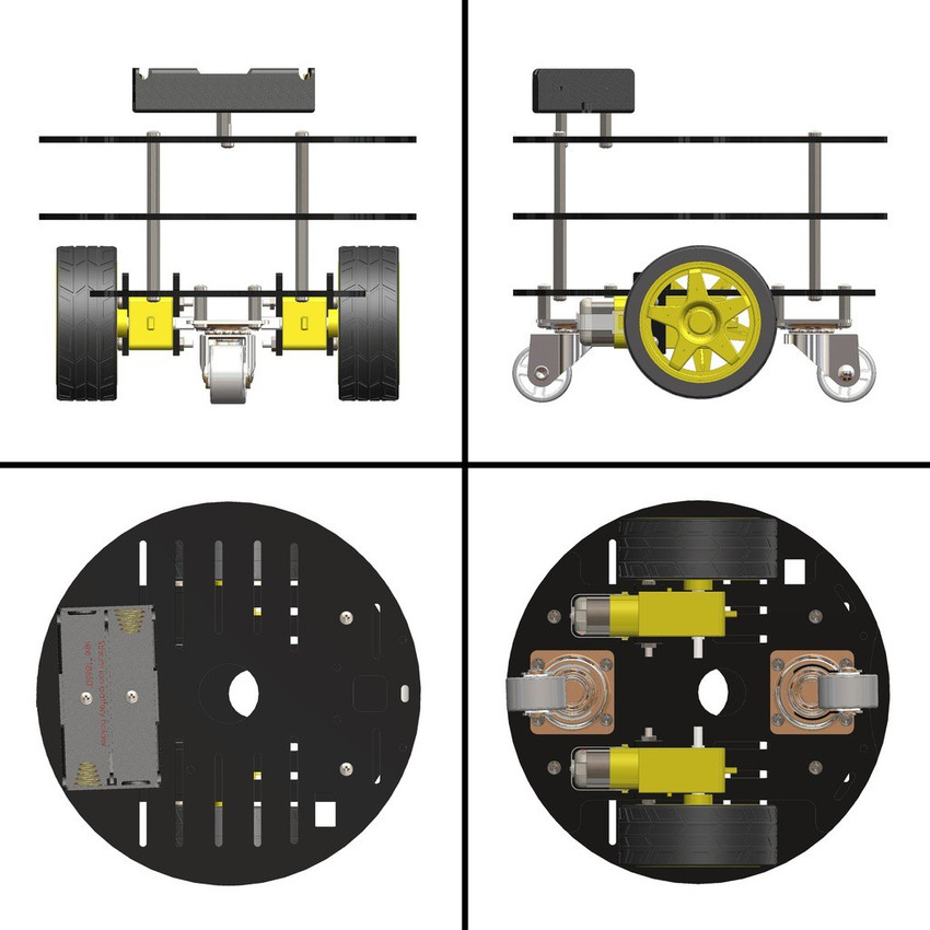 SunRobotics 2WD Mini Round Three Layer Smart Robot Car Chassis