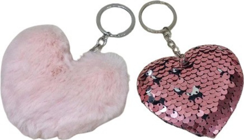 Fur hot sale heart keychain