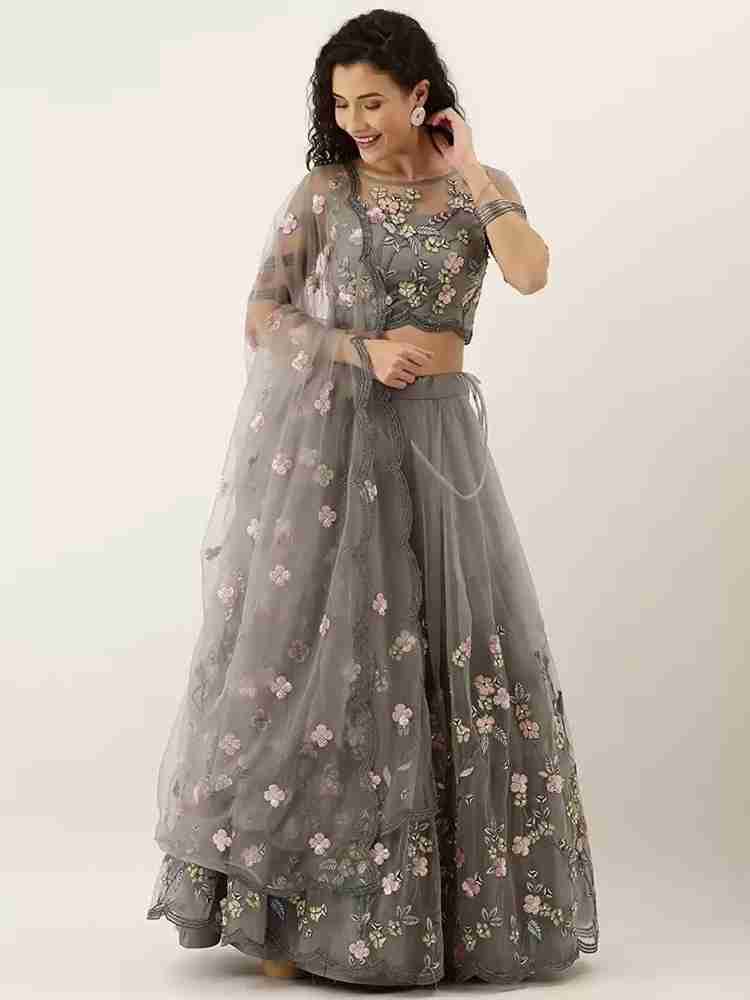 For And Ever Solid Embroidered Floral Print Embellished