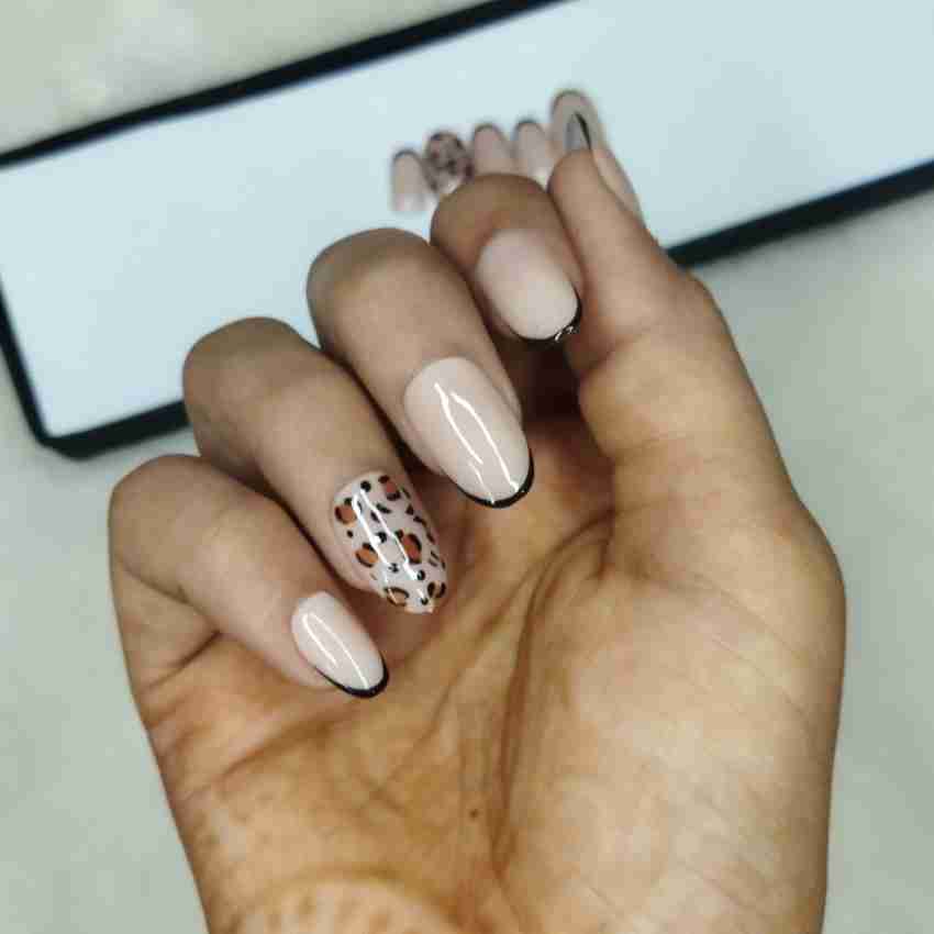 The NailzStation Glossy Nude Animal Print French in Oval (Pack of 20) -  Price in India, Buy The NailzStation Glossy Nude Animal Print French in  Oval (Pack of 20) Online In India