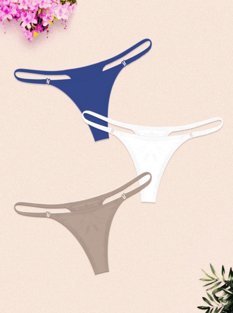 BRONGS Women Thong Dark Blue, White, Brown Panty - Buy BRONGS Women Thong  Dark Blue, White, Brown Panty Online at Best Prices in India