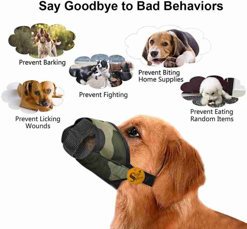 Sage Square Dog Army Muzzle Soft Mesh Covered Adjustable Straps