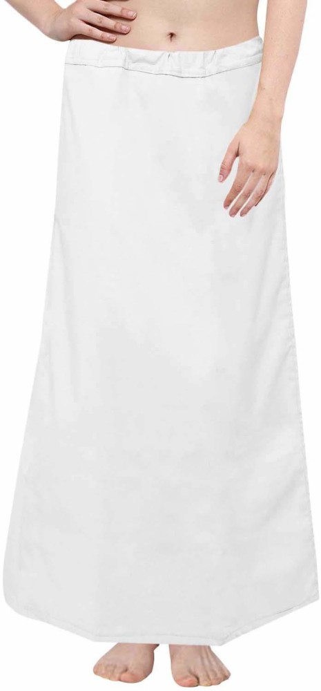 Cotton Sari Petticoat, Beautiful White Color Women Cotton Shapewear Dress  for Saree, Free Size Women's Inskirt Saree, Plain Solid Petticoat 