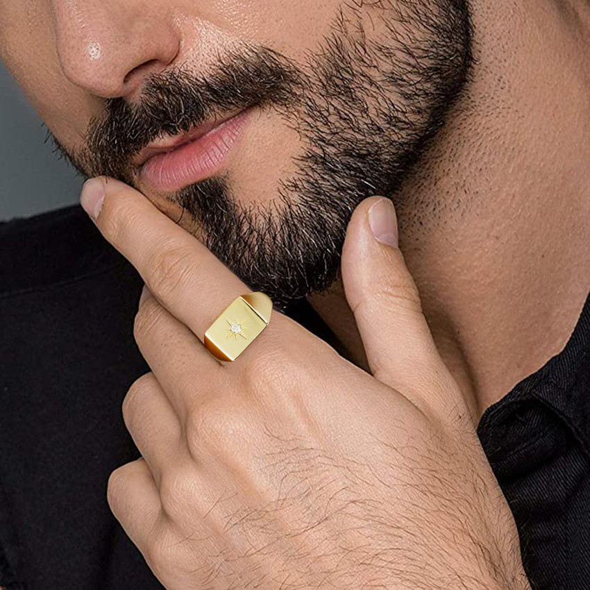 Mens gold star clearance ring