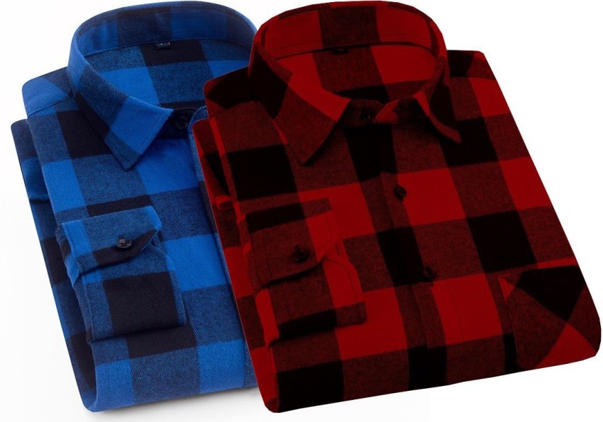 REHAN Men Checkered Casual Red, Blue Shirt - Buy REHAN Men Checkered Casual  Red, Blue Shirt Online at Best Prices in India