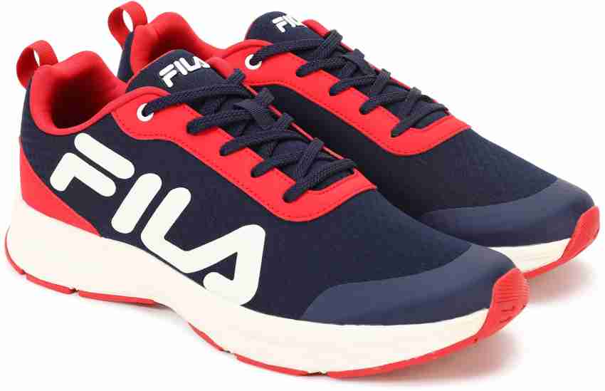 Fila blue and red hot sale shoes